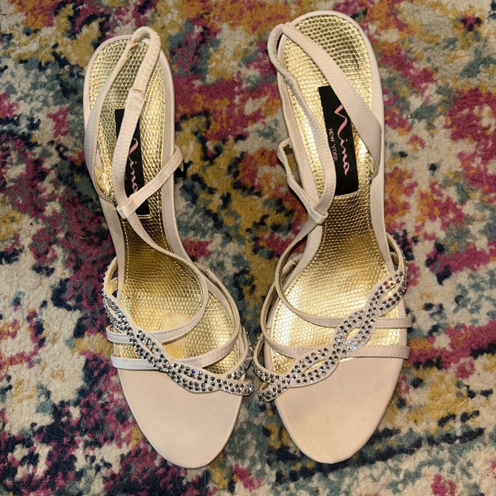 Nina Gathi-LS Sandal Heels in Powder Sand Size 7.5